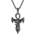 Produktbild U7 Herren Halskette schwarz Edelstahl Ankh Kreuz und Horusauge Anhänger mit 55+5cm Weizenkette Alten Ägypten Religiöser Modeschmuck Accessoire