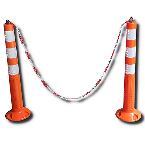 SAFETYZONE Spring Parking Post Orange With 3 White Reflective Tape and 2 Meters S hook Safety Chain Posts Flexible Road Cone Traffic Highly Flexible