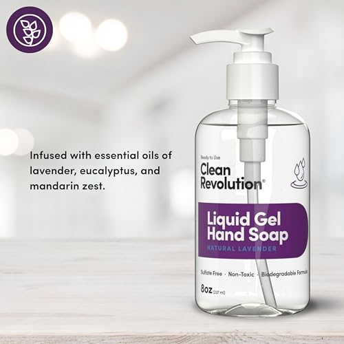 Image of Clean Revolution Liquid Gel Hand Soap Refill with Real Essential Oils - Sulfate-Free Gel Hand Wash, Moisturizing Bulk Refill, Non-Toxic Formula, Made in the USA (Natural Lavender) 8 Fl Oz