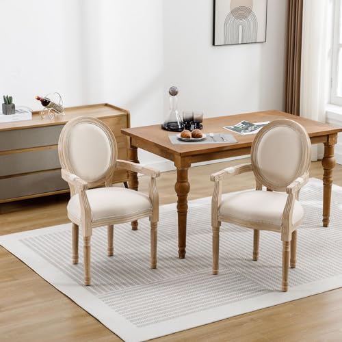 Danxee Vintage Upholstered Antique Painting Linen Barstools, Retro Dining Chairs