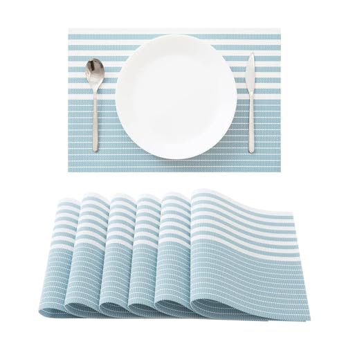 Salvamanteles,Salvamanteles de Mesa, Estera de Vinilo Tejida Europea Antideslizante y Aislante del Calor(Blue)