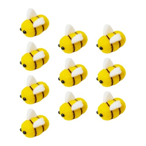 Image of 10Pcs Wool Felt Bumble Bees: Craft Balls Honey Bee for Nursery Tent DIY Craft Decoration Party-2.5 * 3CM