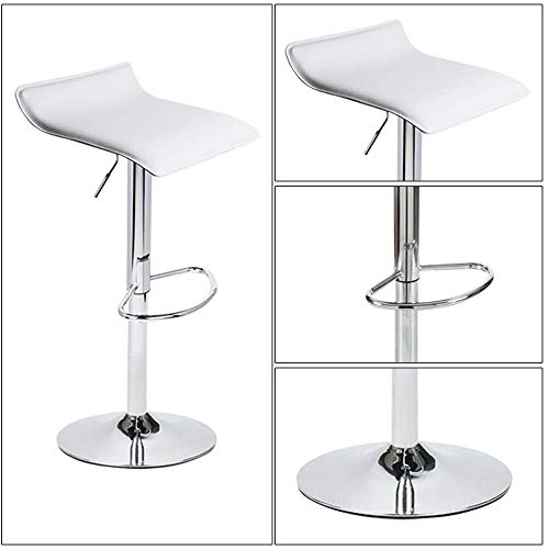 Adjustable Bar Stools, Adjustable Pu Leather Bar Stool Counter Swivel Chrome Bistro Dining Chair Set Of 2 (White, 1) #TOP6