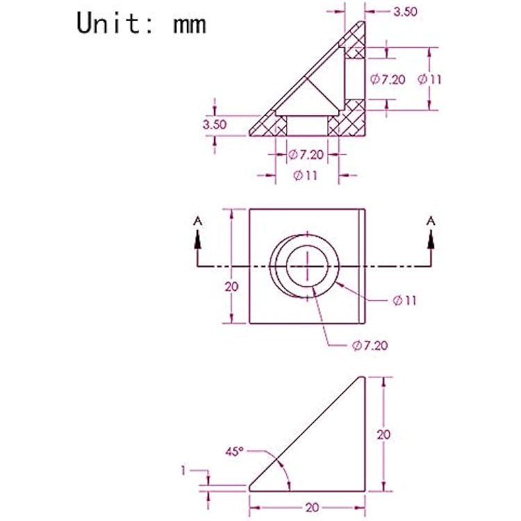 8PCS Black Angle Sharp Corner Bracket Connector for 6mm Slot Aluminum Extrusion Profile 2020 Series (Angle Corner-8PCS)