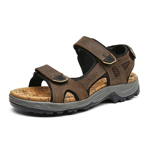 Leisure Men Shoes Beach Sandals Genuine Leather Sandals Soft Large Size Men's Sandals(38)