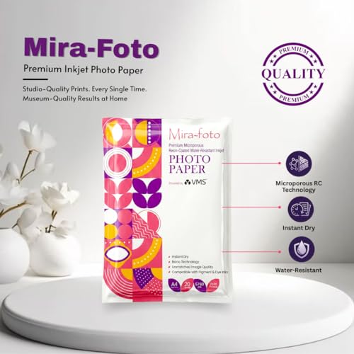 Image of 260 GSM A4 Premium Glossy Inkjet Photo Paper | Microporous RC Coated | Instant Dry & Water-Resistant | Compatible with all Inkjet Printers | Pack of 20 sheets