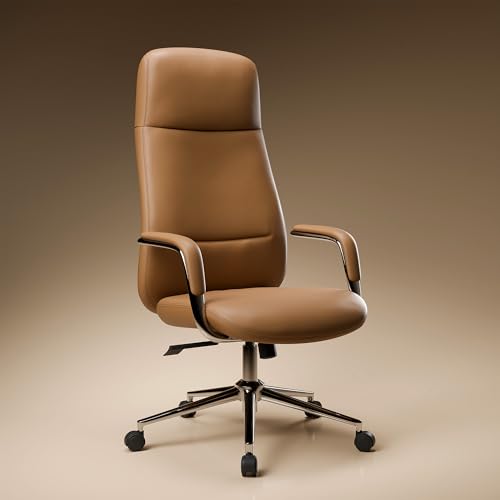 Green Soul Oslo Premium Boss Chair | Minimal Scandinavian Design | Ergonomic Faux Leather Executive Office Chair with Cushioned Seat | Chrome Finish |...