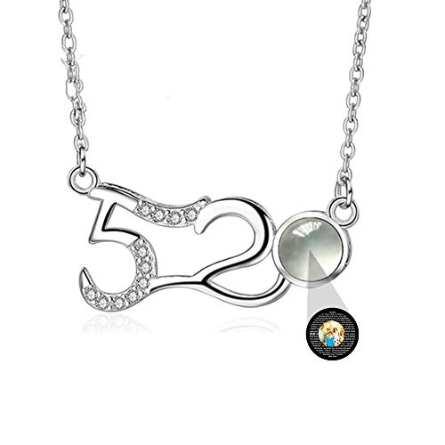 XXI0c2sd2s Personalized Photo 100 languages100 I Love You Languages Necklace 520 Projection Promise Necklace Custom Photo Necklace Mother for Women (Silver,16)