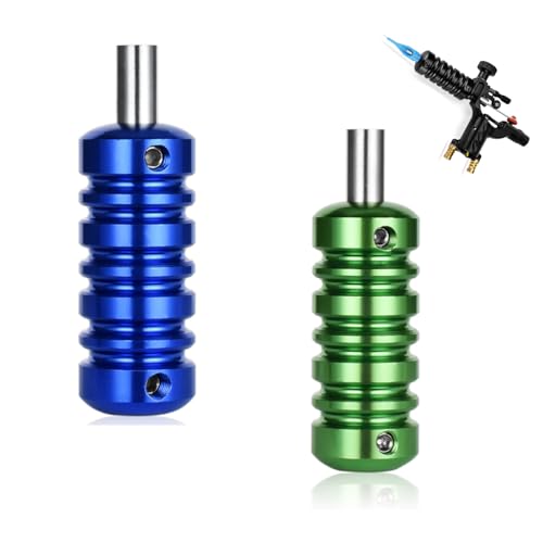 2 Pcs Aluminum Alloy Tattoo Grips Tubes - Lightweight Grip Handles for Tattoo Machine, Ideal for Tattoo Artists & Studio Supplies (Blue Green)