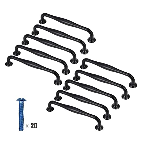 YIMEIGO 10 piezas negro Aleación de Aluminio tirador puerta corredera Cocina Armario Cajón Manija Tire del gabinete Manija con tornillos 128 mm Centros de orificio Cover