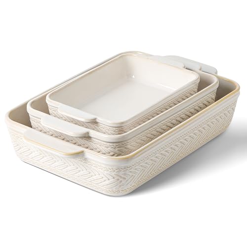 Casserole Dishes for Oven, Ceramic Baking Dishes Set of 3, Rectan...