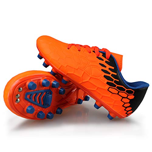 Hawkwell Boys Girls Outdoor Firm Ground Soccer Shoes, Orange Pu, 3 M Us #TOP2