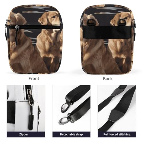 Personalized Small Crossbody Bag Water Resistant Messenger Bags Mini Golden Retrievers Printing SlingBag For Men Women3