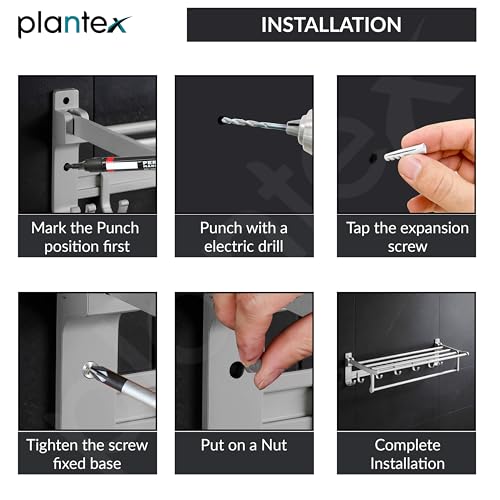 Image of Plantex Aluminium Foldable Towel Rack in Bathroom /Space Towel Holder /24 Inch Towel Hanger /Adjustable Hooks with Ample Space /Bathroom Accessories - Pack of 1 (Silver)