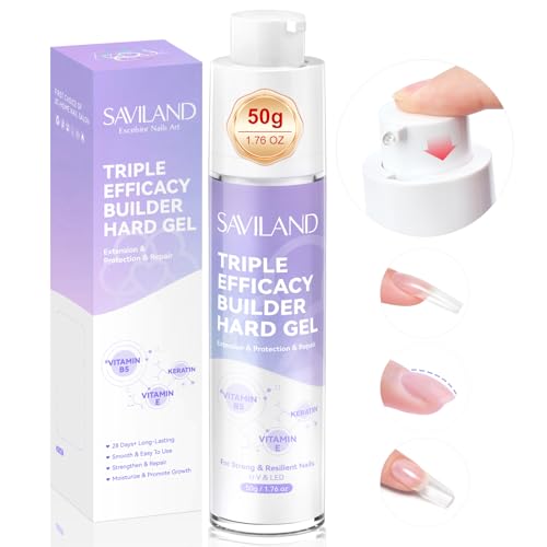 SAVILAND Clear Gel Builder : 50 g Vitamin E B5 Kerain Builder Hard Gel for Nails Extension...