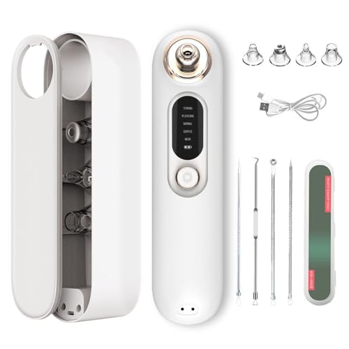 Quitar Puntos Negros, Extractor De Comedones Limpiador De Poros Eléctrico, 4 Modos De Limpieza Facial Y Nasal, Kit De Espinillas Para El(White)
