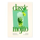 Animato Mojito-Druck, Cocktail-Poster, gerahmte Wandkunst, 