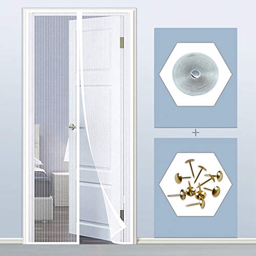 Preisvergleich Produktbild GUOGAI Fliegengitter Magnet Tür, 120x205cm(47x81inch) Insektenschutz Magnetischer Fliegenvorhang mit Heavy Duty Mesh für Wohnzimmer Tür Kellertür Balkontür, Weiß