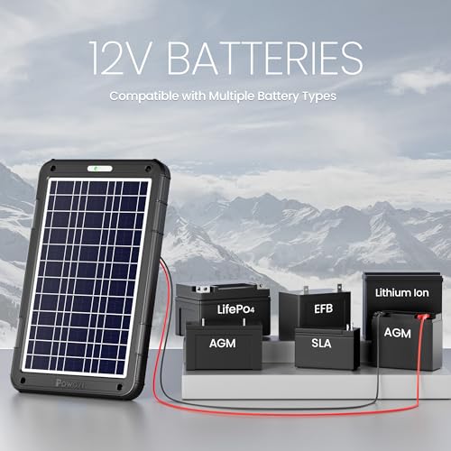 Image of POWOXI 12V Solar Car Battery Charger: 12W Solar Panel Kit Battery Trickle Charger Maintainer with Smart PWM Controller for Car - RV Boat Marine Motorcycle - for Trailer Truck Snowmobile Tractor