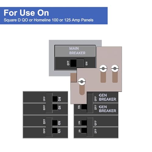 Generator Interlock Kit, Suitable for Square D QO and for Homeline 100 125amp Panel 3/4in Space Between Main Branch Breaker