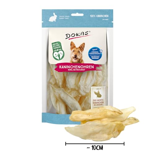 DOKAS Kaninchenohren – Getreidefreier Premium Snack aus 100% Kaninchen für Hunde