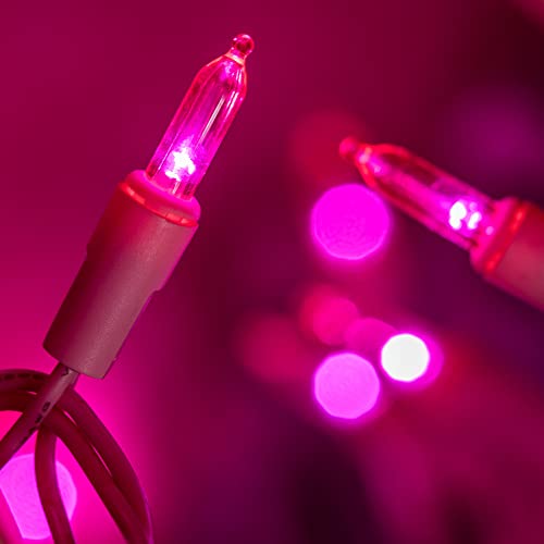 YULETIME Pink LED Christmas Lights with Pink Wire, 33 ft 100 Count UL Certified Commercial Grade Holiday String Light Set by YULETIME - Image 6