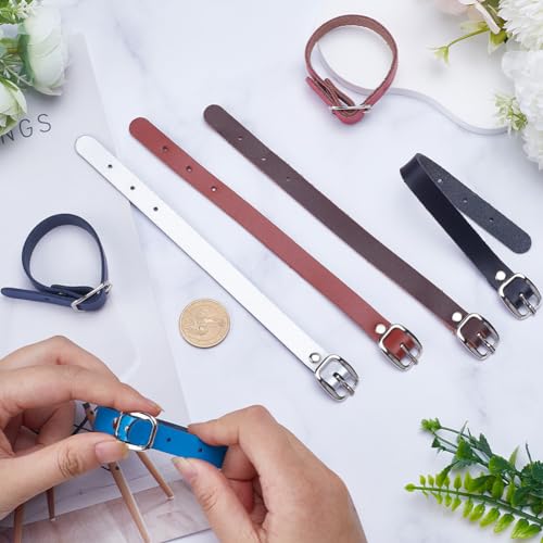 GORGECRAFT 7 Colors 8 Inch Cowhide Leather Stirrup Straps Genuine Luggage Strap Luggage Tags Adjustable Length Replacement Belts with Metal Buckle Watch Band Strap for Card Pass Holder Travel Storage3