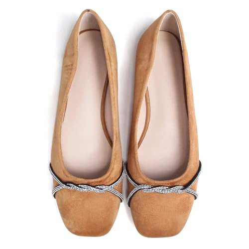 Image of TN TANGNEST Womens Casual Flats Chain Ballet Flats | Fashion Pointed Toe Rhinestone Flats, Comfort Slip On Dress Shoes for Business Work Office Wedding Party