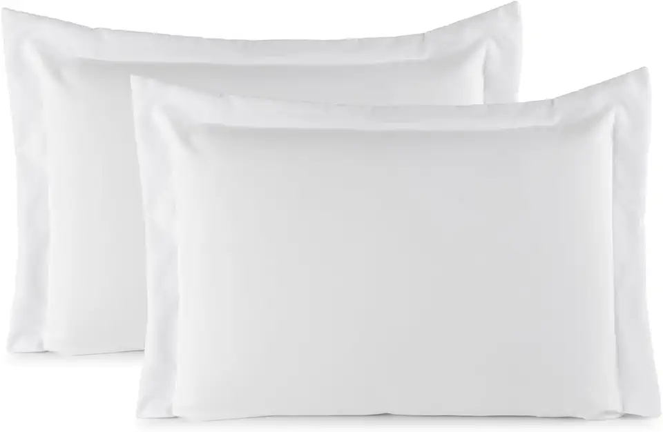 Kit 02 Fronhas Aba Americana Tecido Percal 400 Fios Antiácaro, Anti-pilling com Toque Macio - Branco
