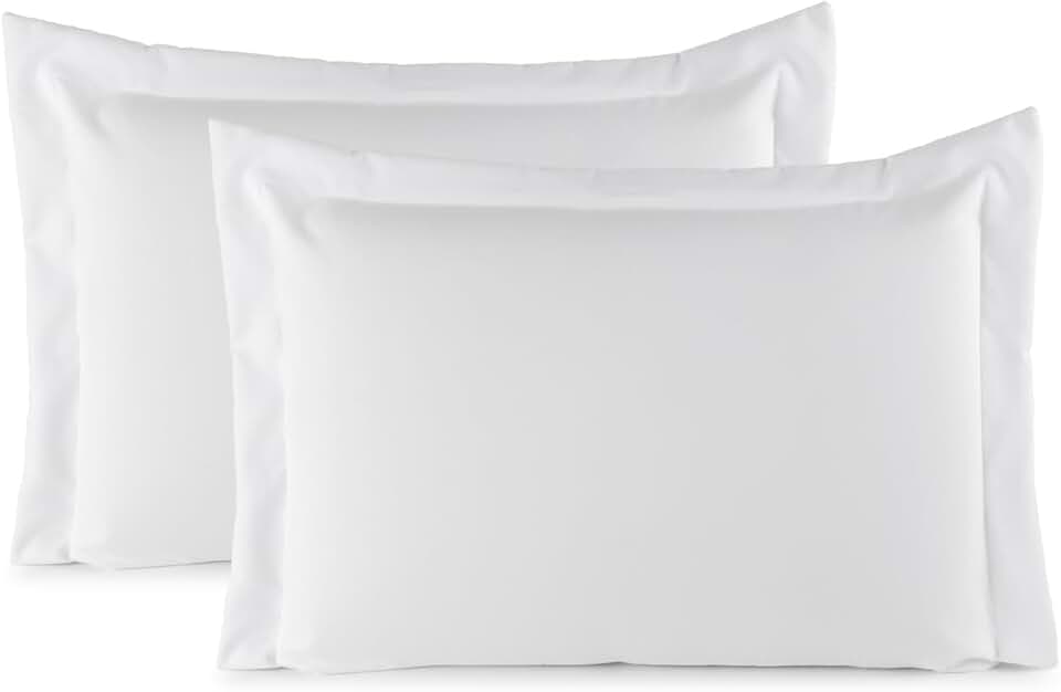 Kit 02 Fronhas Aba Americana Tecido Percal 400 Fios Antiácaro, Anti-pilling com Toque Macio - Branco