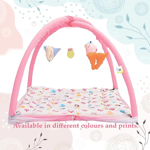 Image of Toddylon Baby Bed New Born Baby Bedding Set Combo of Baby Mattress with Mosquito Net | Carry Bag | Cotton Beds | Carry Bag | Unisex Infants (0-6 Months) (2PCS Set)