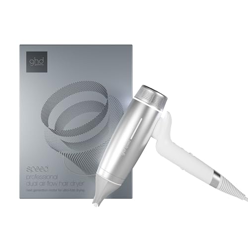 ghd Speed Ionic Hair Dryer in Metallic White - Fast Quick Powerful Blow Dries with Control & No Heat Damage ghds Best Blow Dryer - for All Hair Types