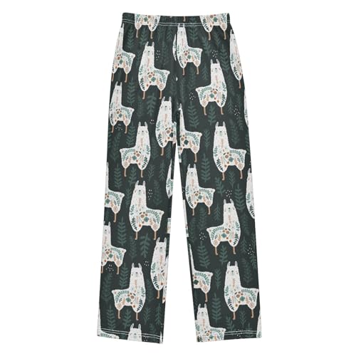 Boys' Pants Cute Floral Llama Long Bottoms Jogger Pants Elastic Waist Trousers with Pockets S-XL