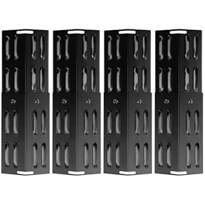 WELL GRILL Universal Burner Cover Gas Grill Porcelain Steel Flavorizer Bars Replacement Parts for Taino, Landmann, Burnhard, Enders and Most Gas Grills, Adjustable from 29 cm to 43 cm, Pack of 4