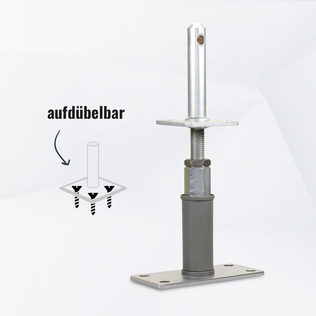 BB STANZ Pfostenträger Bodenplatte 160 x 80 x 6 mm (2 Stück) Stützfuß Bodenfuß Betonfuß höhenverstellbar verstellbar mit Zapfen Trägerplatte 80 x 80 x 6 mm