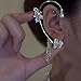 Butterfly Tassel Style Zircon Earrings Shiny Ear Cuff Earrings for Women Non Piercing Butterfly Flower Tassel Wrap-Around Clip-On Earrings Fashion Star Cuff Earring Chain for Women Teen Star Crawler Earring Wrap Earrings(one) (Silver Left Ear)