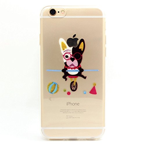 iPhone 6 Case, iPhone 6s Case, JAHOLAN Amusing Whimsical Designs Clear TPU Soft Case Rubber Silicone Skin Cover for Normal 4.7 inches iPhone 6/6s - Monotroch Puppy