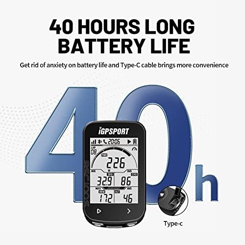 iGPSPORT BSC100S Wireless Cycle Computer, Waterproof Bike Computer Cycling Speedometer IPX7 with 2.6 inch Auto Backlight Screen, ANT+/BLE5.0 Sensors and 40 Hours Battery Life