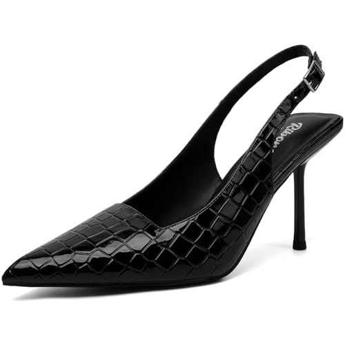 Image of RIBONGZ Sexy Slingback Pumps Elegant Dressy Heels for Women Closed Toe Pointy High Heels Wedding Bride Prom Party Evening Shoes