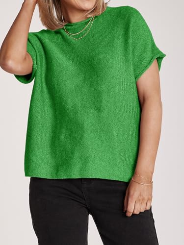 Image of Saodimallsu Women's Short Sleeve Lightweight Casual Crewneck Loose Fit Knit T-Shirt