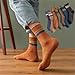7 Pairs Men Striped Socks Fashionable Casual Retro Long Tube Daily Wear Hosiery