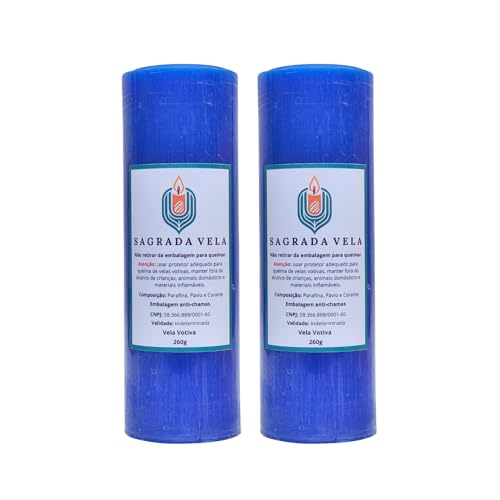 KIT C/2 VELAS VOTIVA 7 DIAS 260G SAGRADA VELA (AZUL ESCURO)