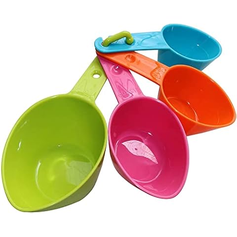 MEISO 4 Stück Messbecher für Tierfutter Löffel Set aus Kunststoff Cover