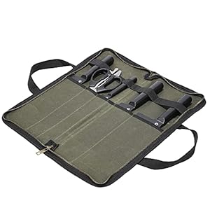 Kaaltisy Roltas voor koks, messentas voor kamperen, wandelen, multifunctionele gereedschapstas, roltas, waterdicht en gewaxt canvas, legergroen