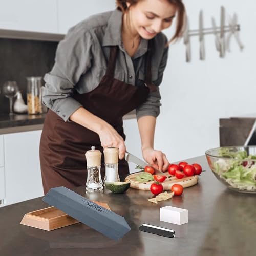 Image of Garth Knife Sharpener 1 Pc - Dual Grit Silicon Carbide, Combination for Chisels, Knives, Cutting Tools with Safety Case, Ceramic and Metal Blades - Professional-Grade Carborundum Sharpening Block