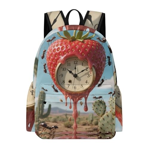 Strawberry Lightweight cartoon backpack, funny and cute laptop casual travel backpack