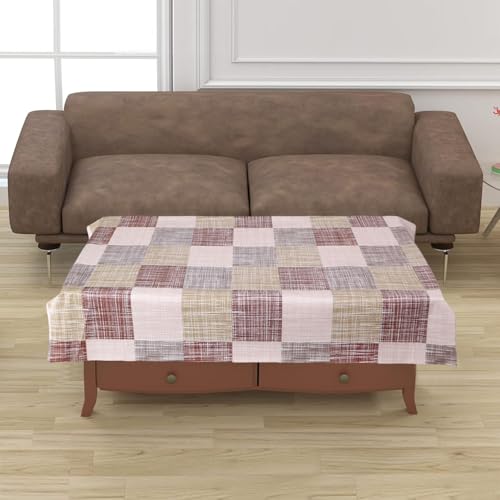 Image of Dakshya Industirs PVC Waterproof Table Cover 36x54 Inch Floral Printed Center Table Cover Washable Plastic Table Sheet Oilproof Dining Table Cover for Coffee Table Living Room Home (Silver Leaf)