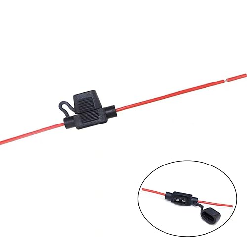 Paquete de 2 mini portafusibles en línea de 14 AWG para mini ATM APM Fusible de hoja 12V24V32V 14AWG impermeable, cable de calibre UL1015