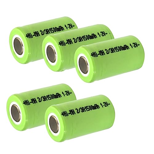 5 Piezas Batería 2/3A Recargable NiMH 1.2V 1500mAh miniatura 1