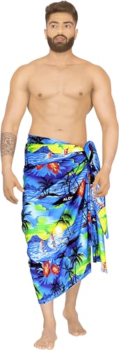 LA LEELA Men's Sarong Swim Bath Pareo Aloha Wraps